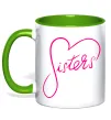 Чашка з кольоровою ручкою Sisters серце Зелений фото