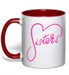 Чашка з кольоровою ручкою Sisters серце Червоний фото