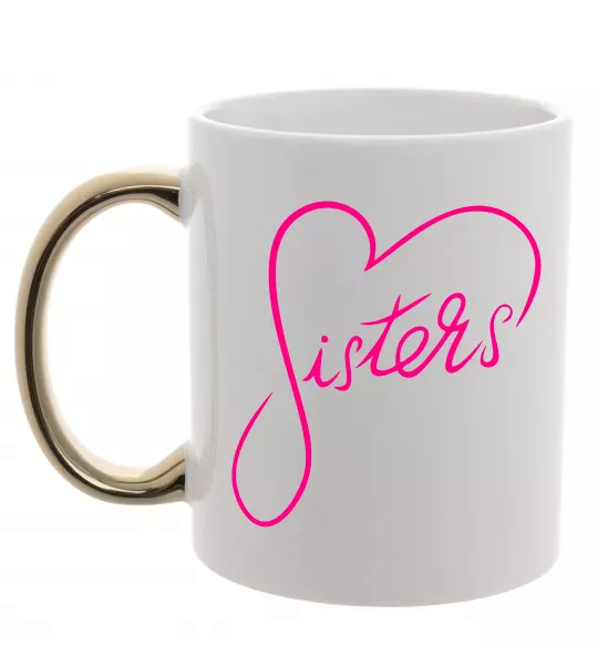 Чашка з кольоровою ручкою Sisters серце Золото фото
