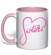 Чашка з кольоровою ручкою Sisters серце Ніжно рожевий фото