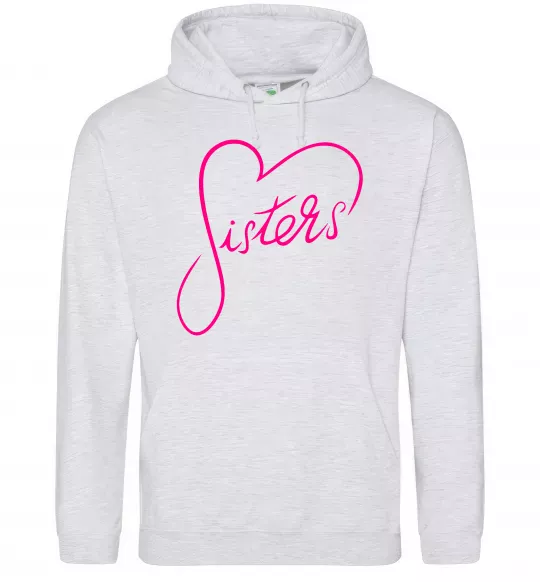 Жіноча толстовка (худі) Sisters серце Сірий меланж фото