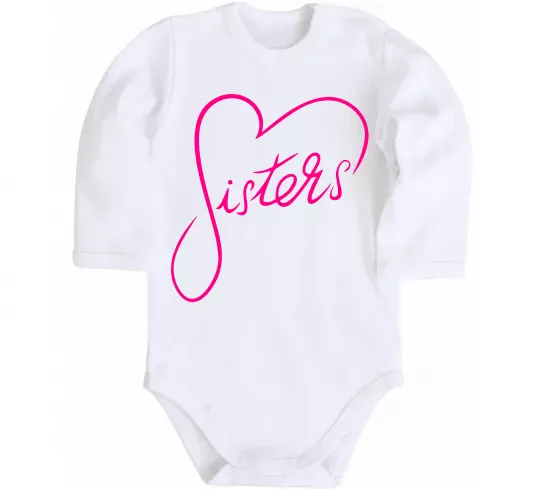 Дитячий бодік Sisters серце Білий фото