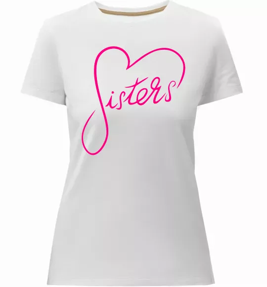 Жіноча преміум футболка Sisters серце Білий фото