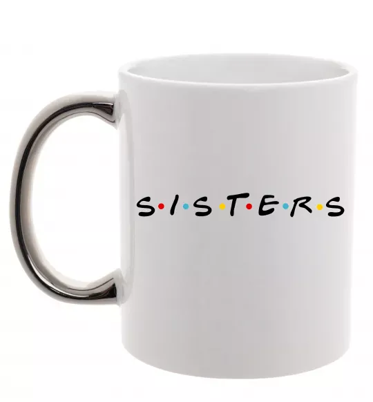 Чашка з кольоровою ручкою Sisters в стилі друзів Срібло фото
