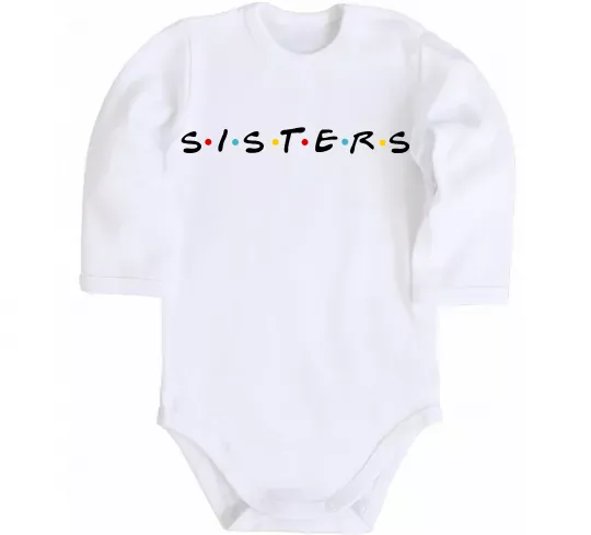 Дитячий бодік Sisters в стилі друзів Білий фото