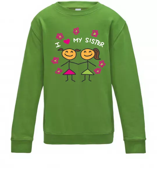 Дитячий світшот I love my sister малюнок Лаймовий фото