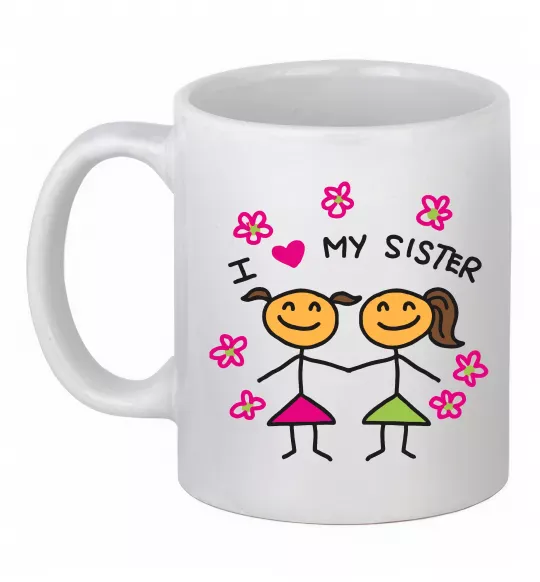 Чашка керамическая I love my sister малюнок Белый фото