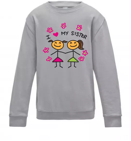 Дитячий світшот I love my sister малюнок Сірий меланж фото