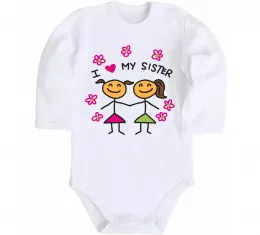 Детский боди I love my sister малюнок Белый фото
