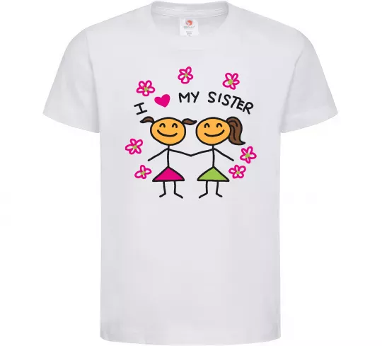 Детская футболка I love my sister малюнок Белый фото