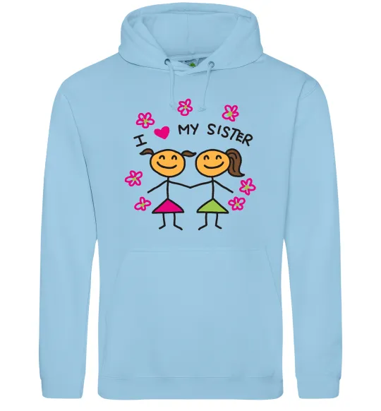 Жіноча толстовка (худі) I love my sister малюнок Блакитний фото