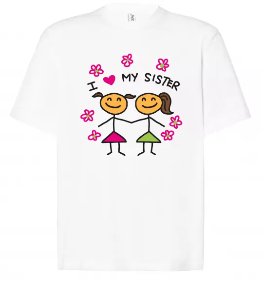 Футболка Оверсайз I love my sister малюнок Білий фото