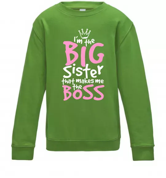 Детский Свитшот Big sister Boss Лаймовый фото