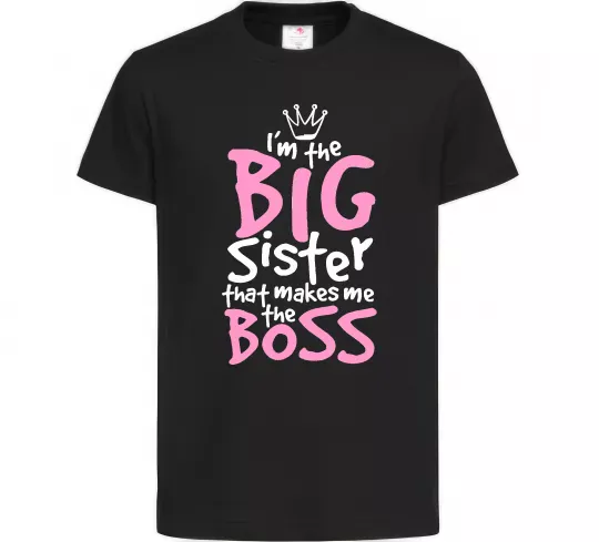 Дитяча футболка Big sister Boss Чорний фото