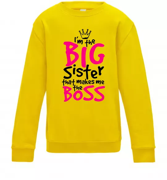 Детский Свитшот Big sister Boss Солнечно желтый фото