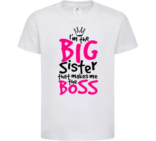 Дитяча футболка Big sister Boss Білий фото