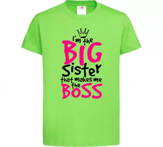 Дитяча футболка Big sister Boss Лаймовий фото