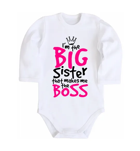 Детский боди Big sister Boss Белый фото