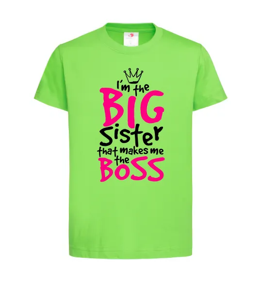 Дитяча футболка Big sister Boss Лаймовий фото