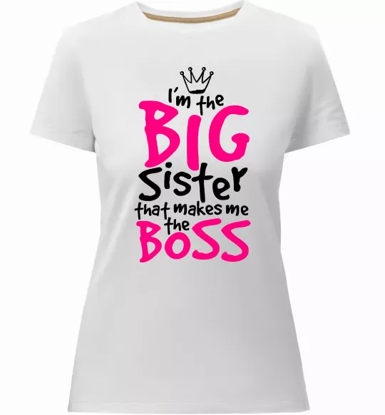 Женская премиум футболка Big sister Boss Белый фото