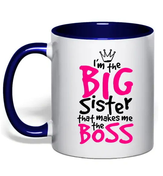 Чашка з кольоровою ручкою Big sister Boss Глибокий темно-синій фото