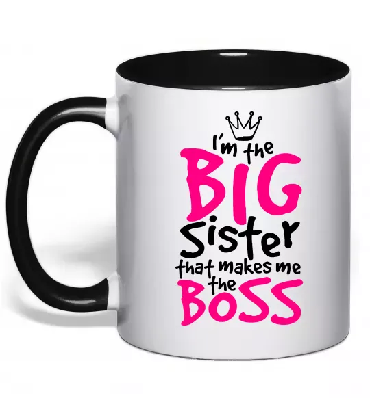 Чашка з кольоровою ручкою Big sister Boss Чорний фото