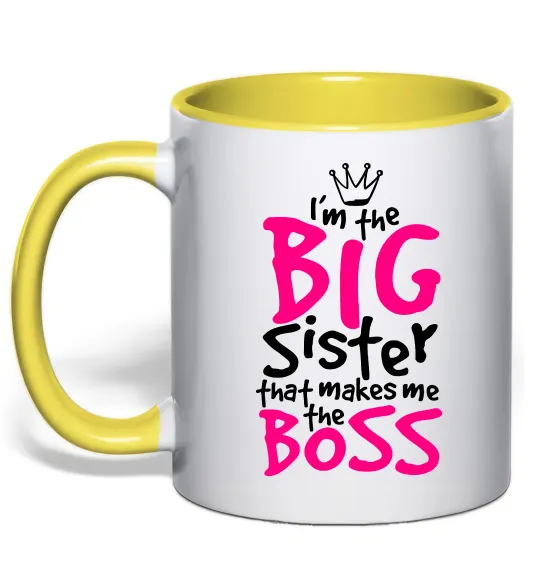 Чашка з кольоровою ручкою Big sister Boss Лимонний фото