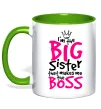 Чашка з кольоровою ручкою Big sister Boss Лаймовий фото