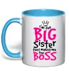 Чашка з кольоровою ручкою Big sister Boss Блакитний фото