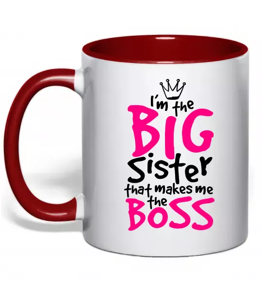 Чашка з кольоровою ручкою Big sister Boss Червоний фото