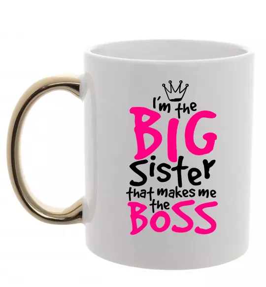 Чашка з кольоровою ручкою Big sister Boss Золото фото