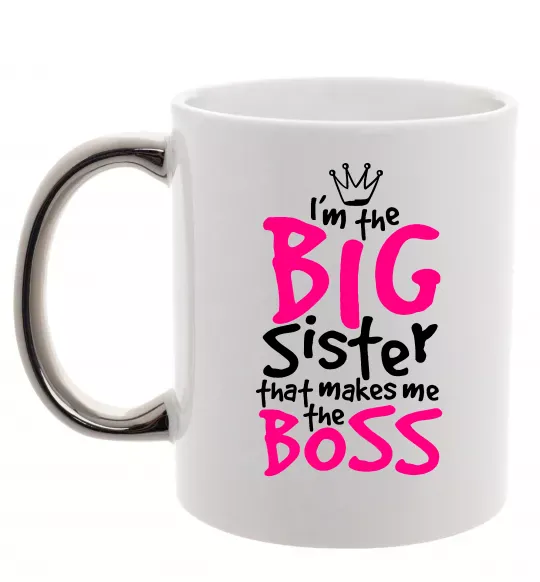 Чашка з кольоровою ручкою Big sister Boss Срібло фото