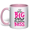 Чашка з кольоровою ручкою Big sister Boss Ніжно рожевий фото