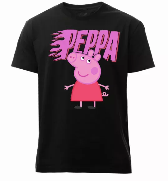 Чоловіча преміум футболка Peppa вогняний напис Чорний фото