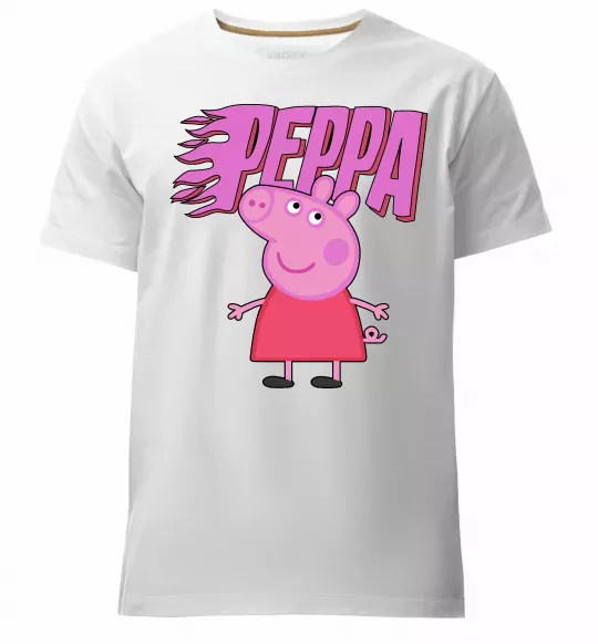 Чоловіча преміум футболка Peppa вогняний напис Білий фото