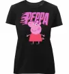 Женская премиум футболка Peppa вогняний напис Черный фото