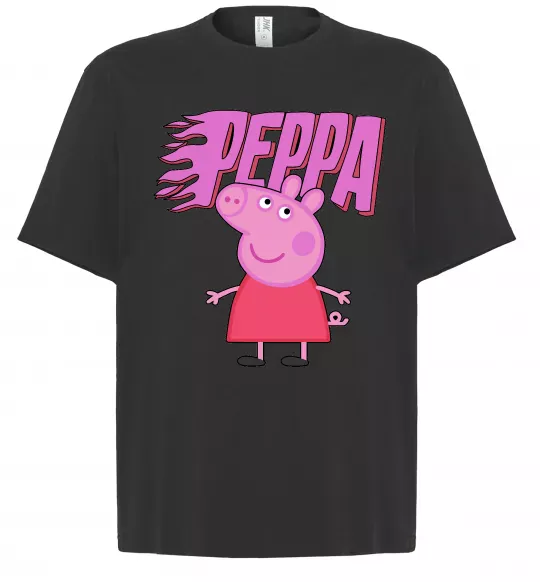 Футболка Оверсайз Peppa вогняний напис Черный фото