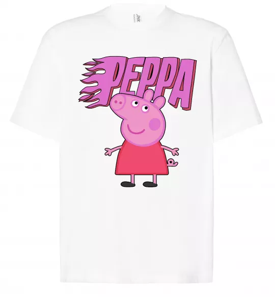 Футболка Оверсайз Peppa вогняний напис Белый фото