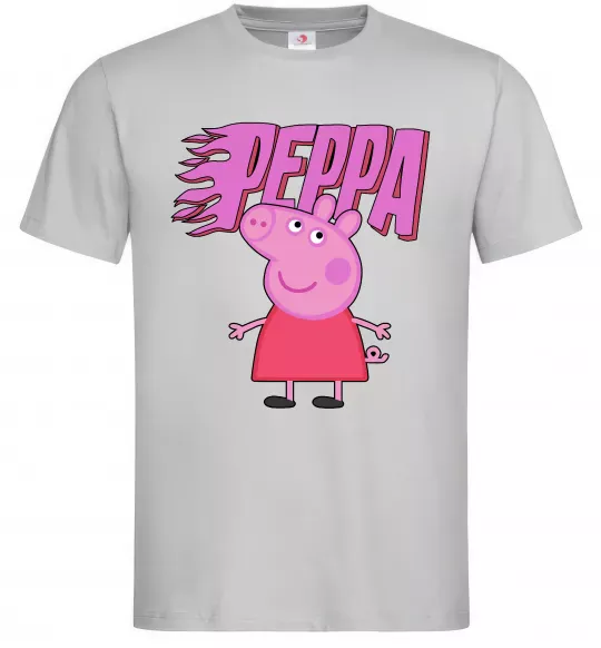 Мужская футболка Peppa вогняний напис Серый фото