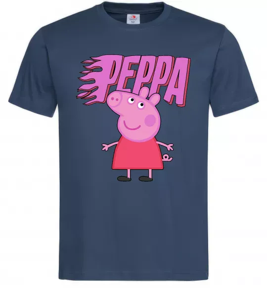 Мужская футболка Peppa вогняний напис Темно-синий фото