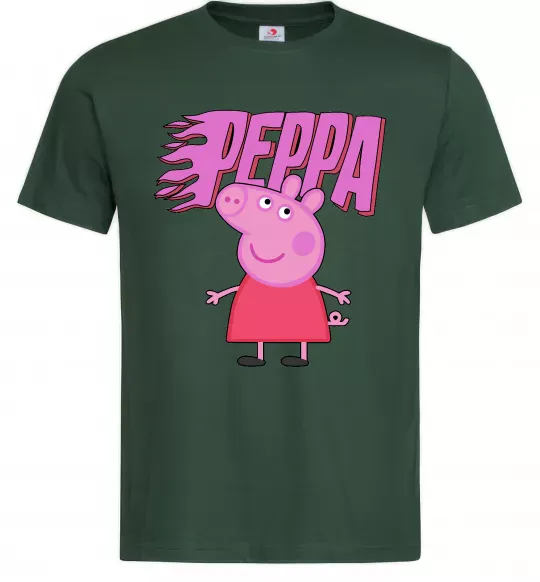 Мужская футболка Peppa вогняний напис Темно-зеленый фото