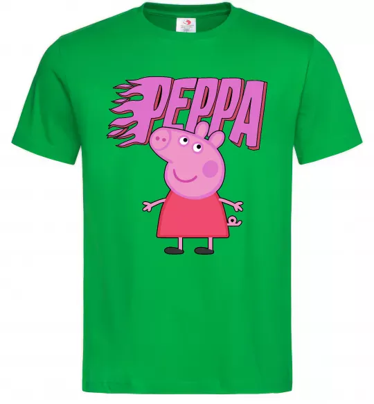 Мужская футболка Peppa вогняний напис Зеленый фото