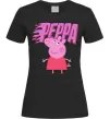 Женская футболка Peppa вогняний напис Черный фото
