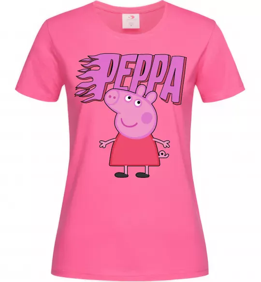 Женская футболка Peppa вогняний напис Ярко-розовый фото