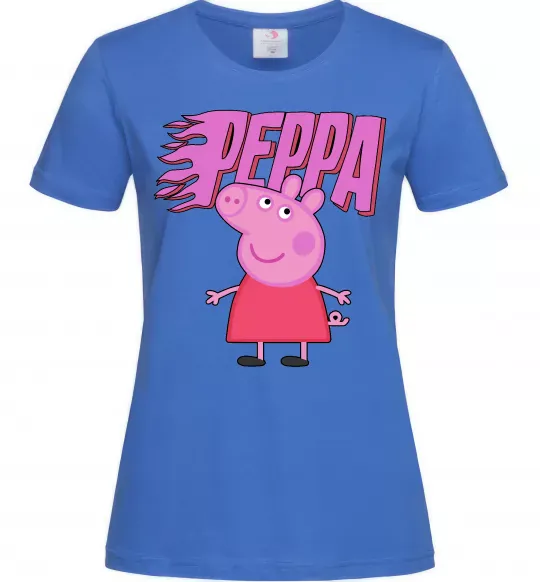Женская футболка Peppa вогняний напис Ярко-синий фото