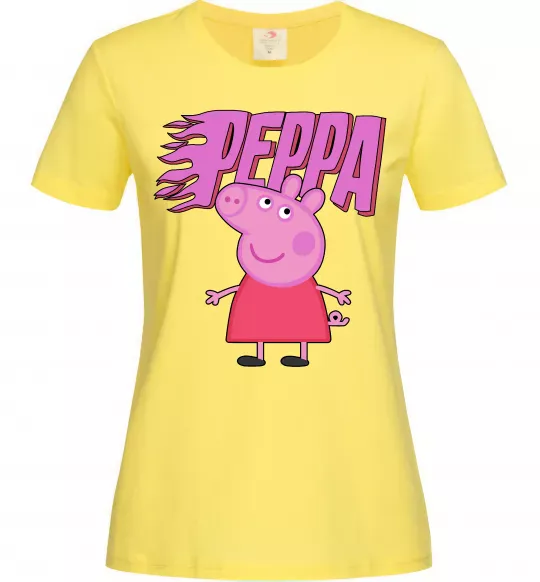 Женская футболка Peppa вогняний напис Лимонный фото