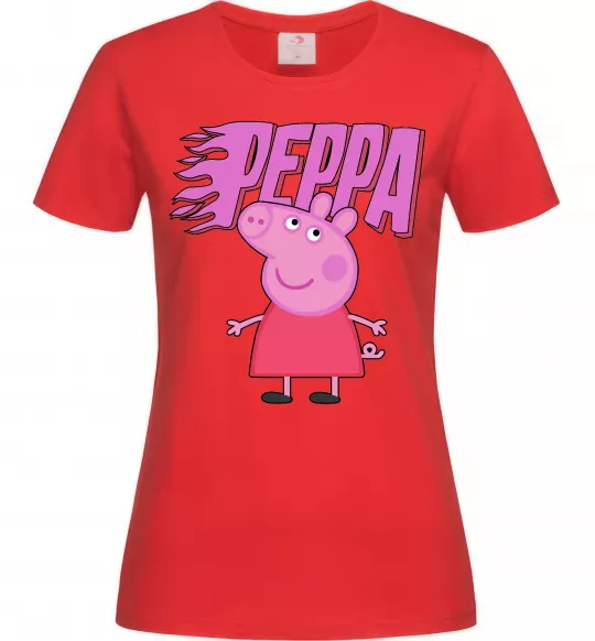 Женская футболка Peppa вогняний напис Красный фото