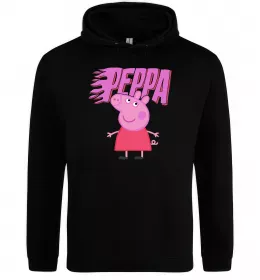 Мужская толстовка (худи) Peppa вогняний напис Черный фото
