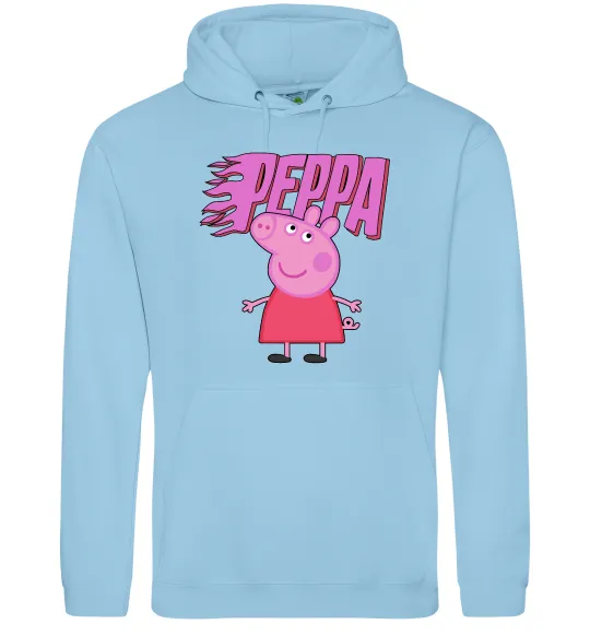Чоловіча толстовка (худі) Peppa вогняний напис Блакитний фото