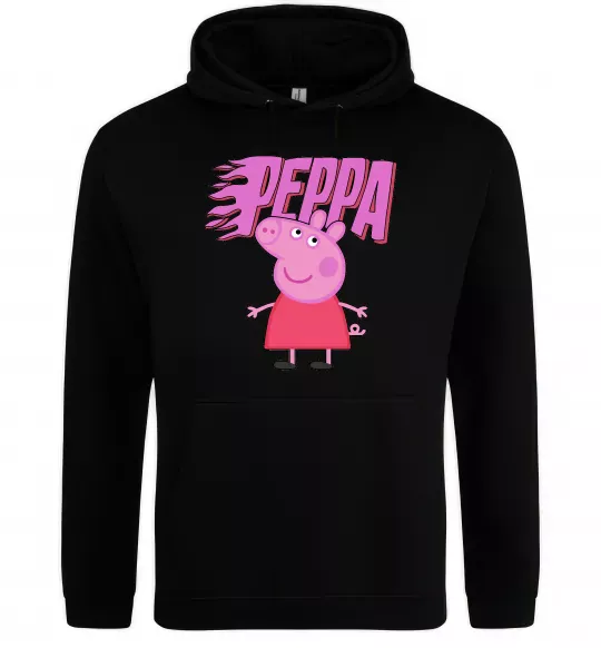Женская толстовка (худи) Peppa вогняний напис Черный фото